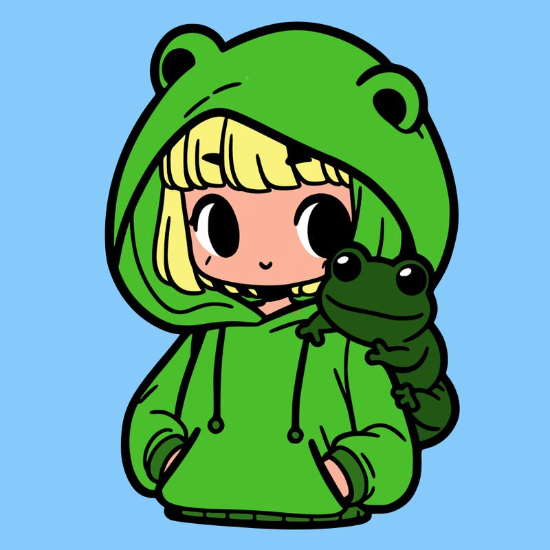 girl and a frog hoodie