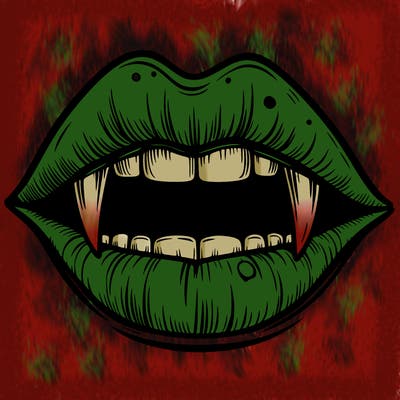 lips with vampire teeth