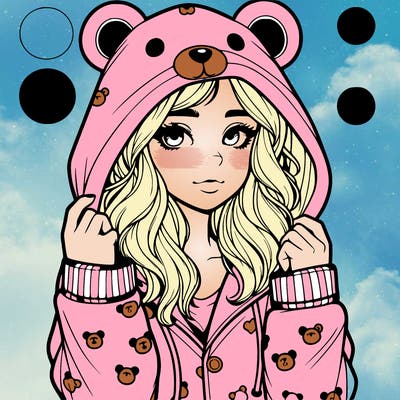 realistic girl in a animal pjs hoodie