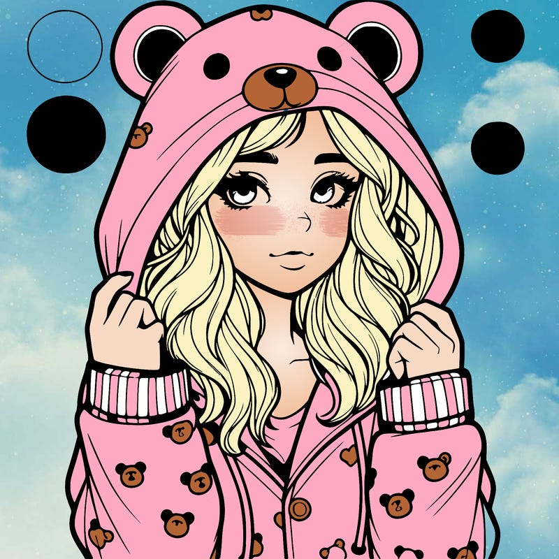 realistic girl in a animal pjs hoodie