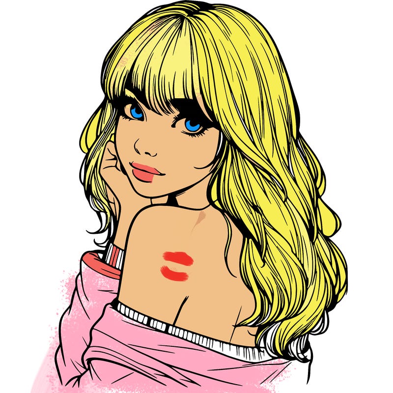 realistic girl with bangs looking over her shoulder