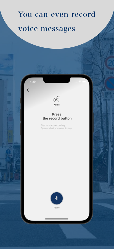 Letter to your future - Interfaz de la aplicación Carta a tu futuro para grabar mensajes de voz