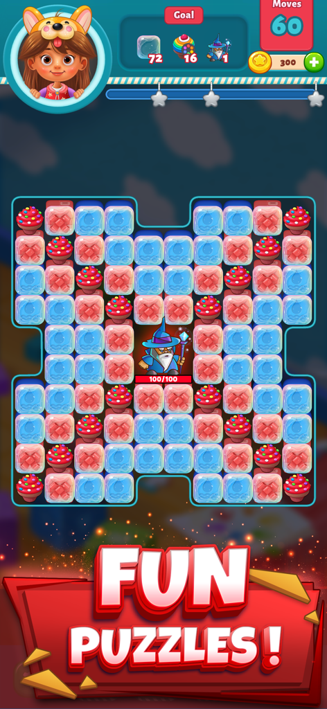 Epic Blast 3D: Toy Match Games - Epic Blast 3D match 2 puzzle gameplay featuring the Ice Wizard villain battle level