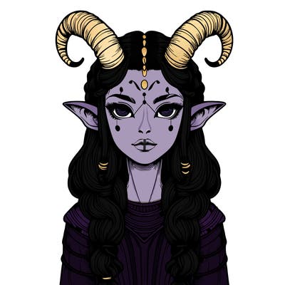 realistic alien girl with horns