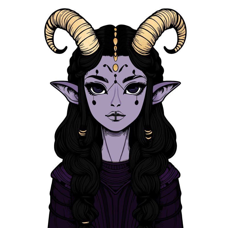 realistic alien girl with horns