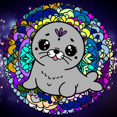 a cute baby seal mandala