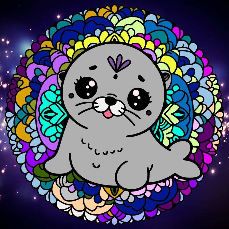 a cute baby seal mandala