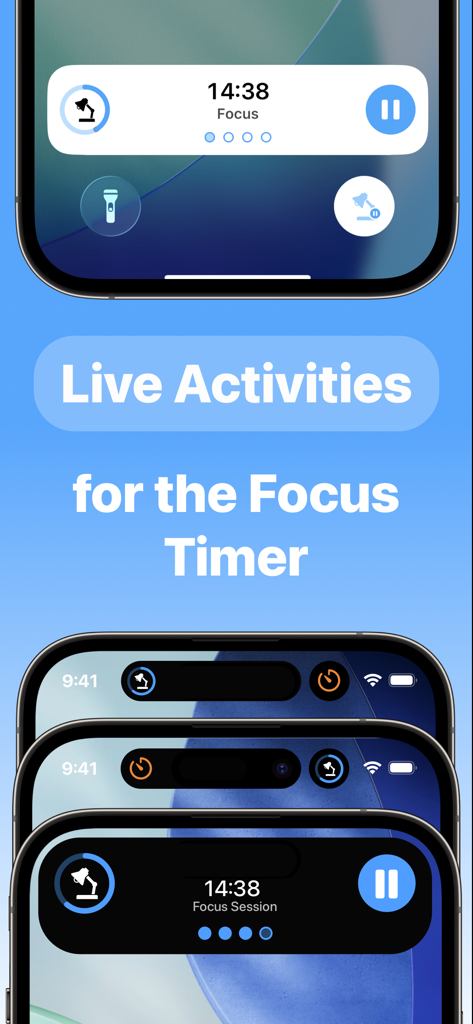 Focus - Timer for Productivity - Focus app live activities and dynamic island timer integration on iPhone