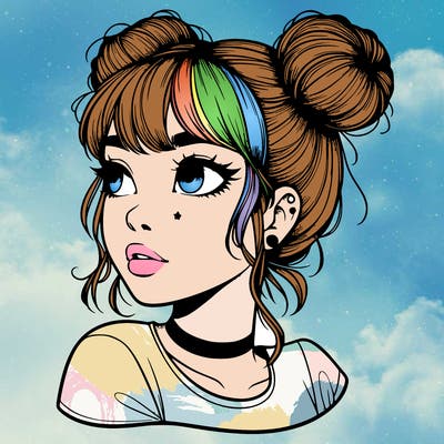 realistic girl with spacebuns