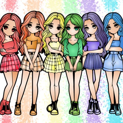 a group of girls realistic