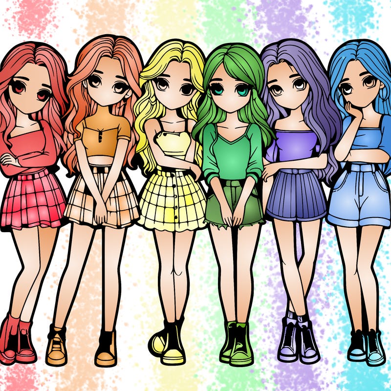 a group of girls realistic