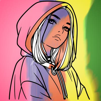 a realistic girl in a hoodie