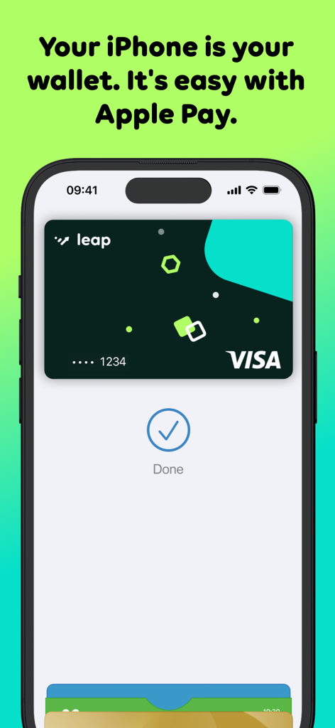Leap - Youth Financial App - Leap Visa card successfully added to Apple Pay on an iPhone