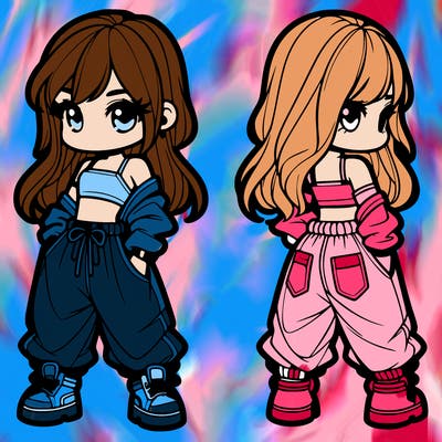 girl in crop top and baggy pants