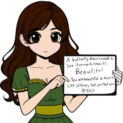 realistic pretty girl holding blank sign