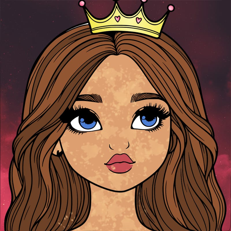 a realistic girl with a crown on