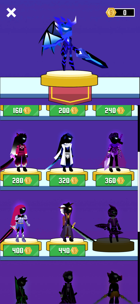 Hero Castle War: Tower Attack - In-game shop showing unlockable ninja character skins with different costumes and weapons