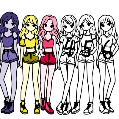 a group of girls wearing crop tops and shorts