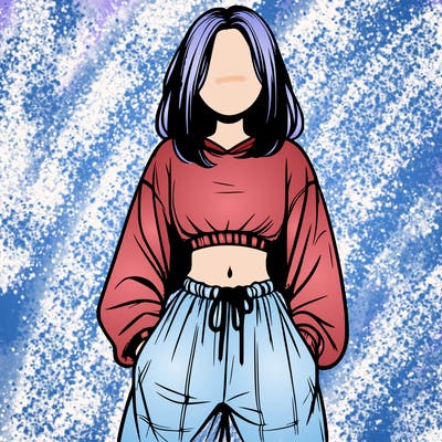 realistic girl faceless with baggy pants and a crop top