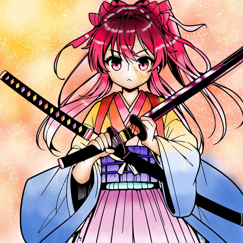 anime one samurai girl holding a sword