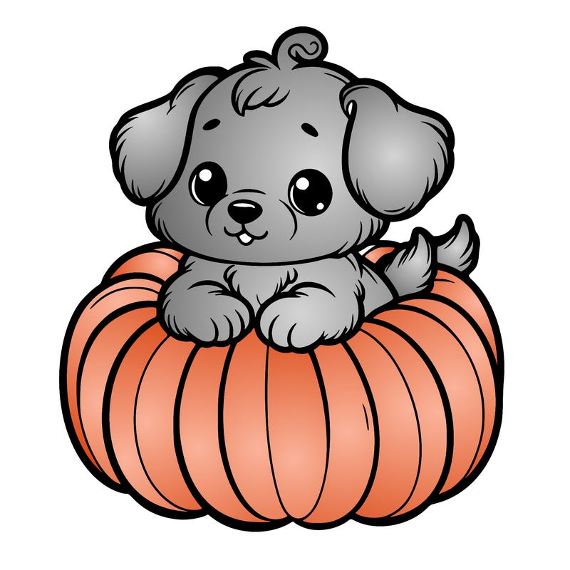 cute little puppy in a pumpkin
