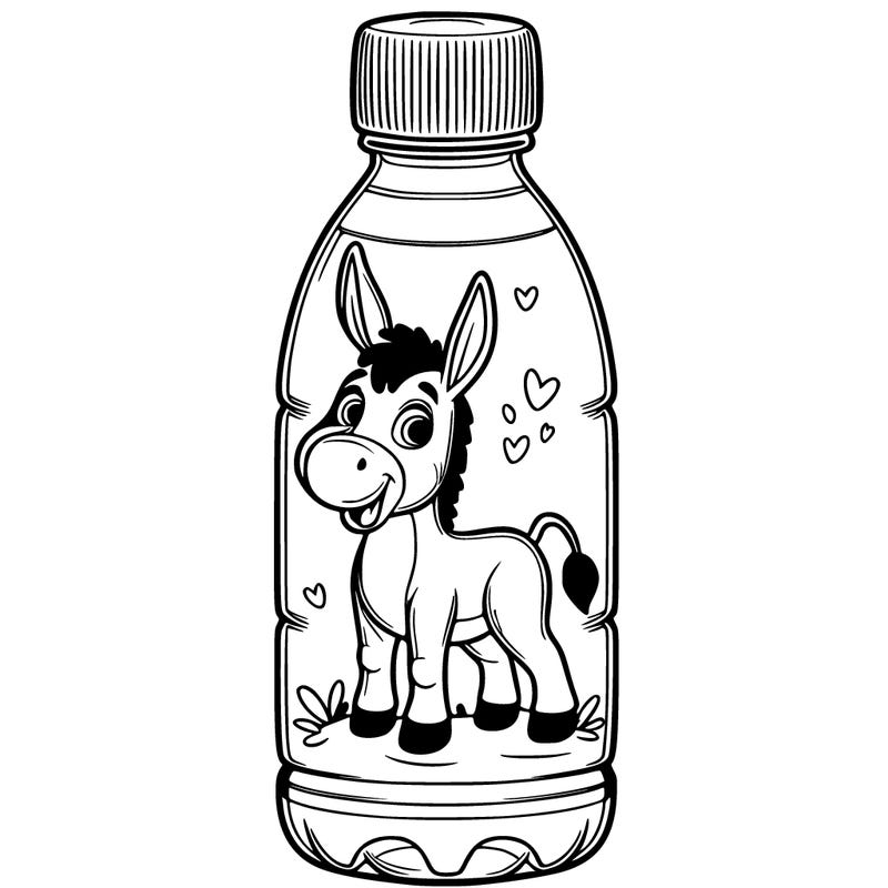 water bottle with donkey design realistic