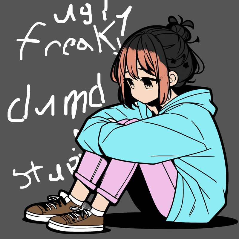 sad anime girl sitting alone