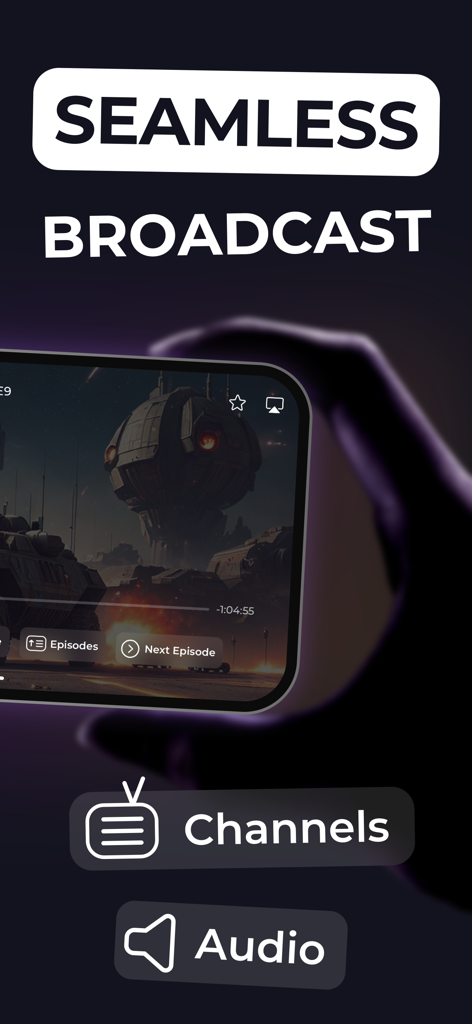IPTV - Opus Player - Una pantalla de smartphone que muestra un video de ciencia ficción con funciones de transmisión sin interrupciones en la aplicación Opus IPTV player