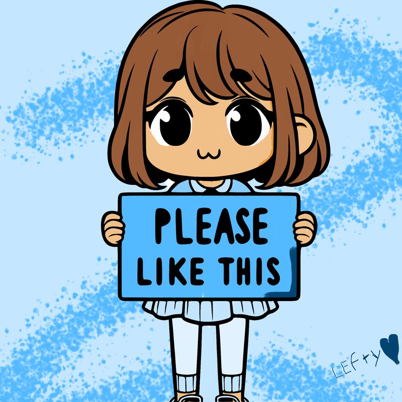 a girl holding a sign that says please like this one
