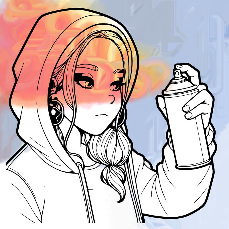 a realistic girl, spray painting