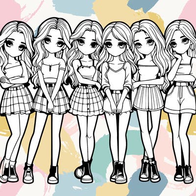 a group of girls realistic