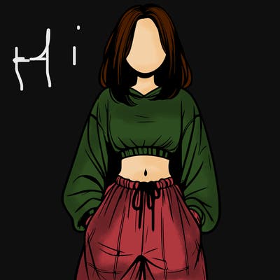 realistic girl faceless with baggy pants and a crop top