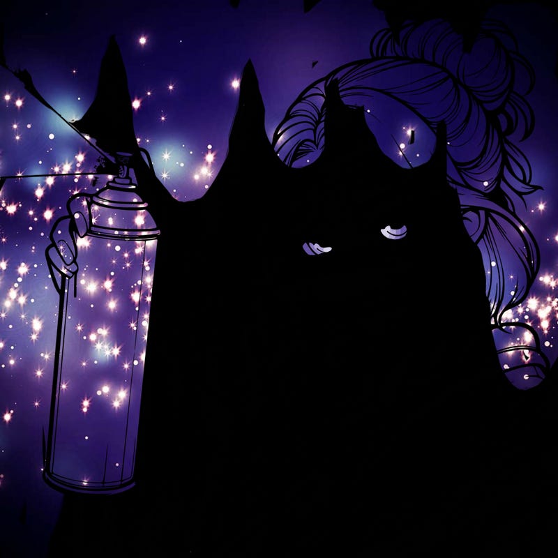 a realistic girl spray painting