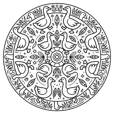 Dive into a charming coloring journey with this delightful geese mandala designed especially for toddlers. Its bold lines and simple shapes are perfect for developing fine motor skills and encouraging early artistic expression.