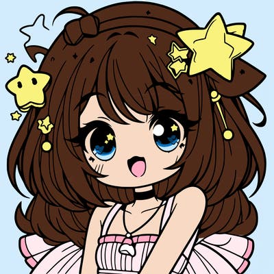 cute anime girl with star accessories