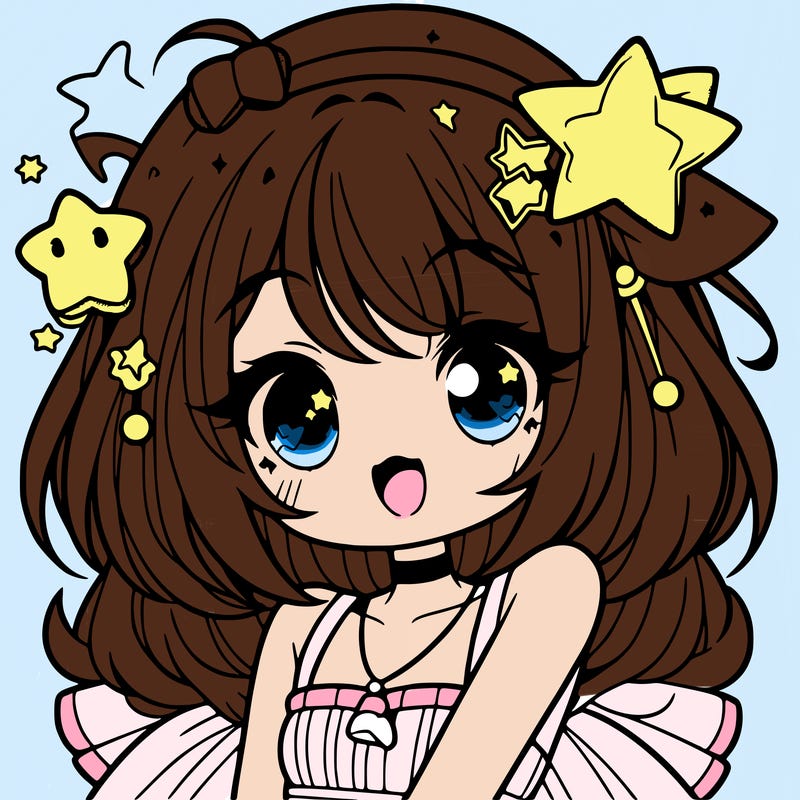 cute anime girl with star accessories