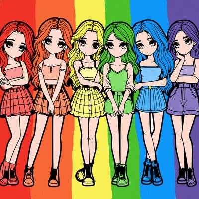 a group of girls realistic