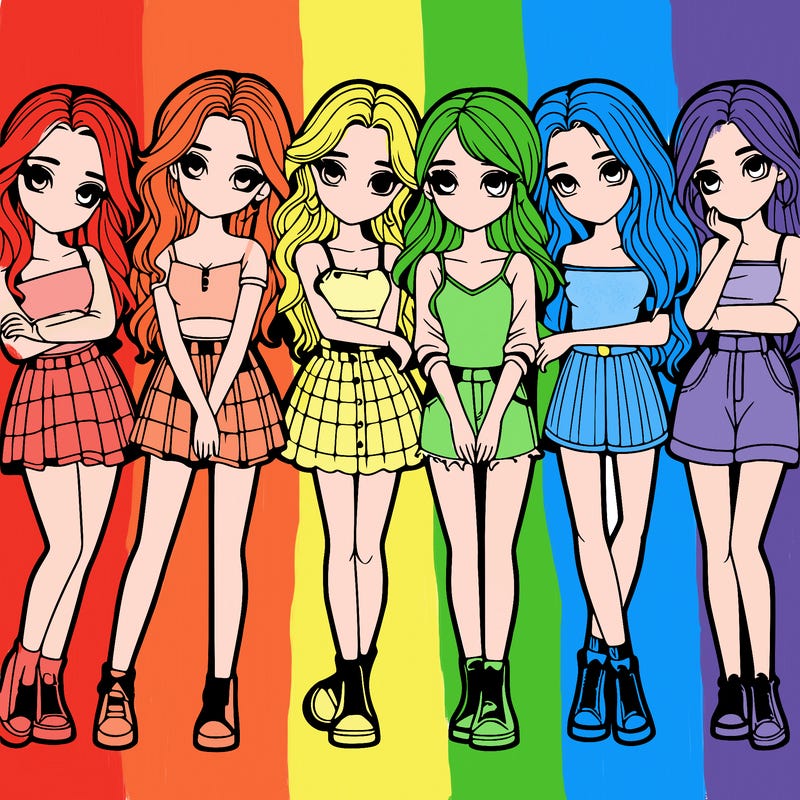 a group of girls realistic