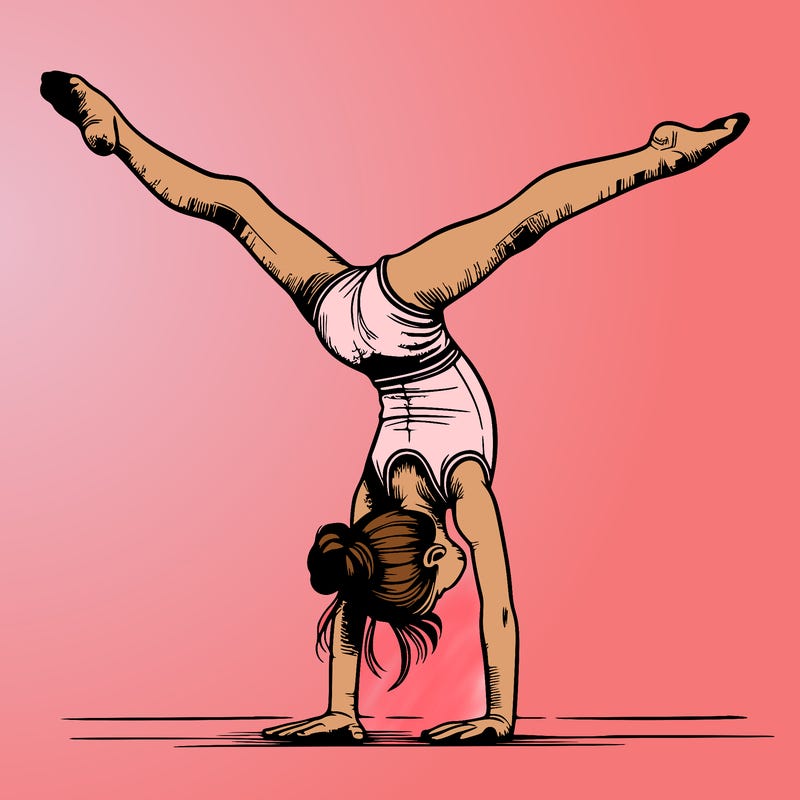 realistic gymnastic hand stand girl in four splits