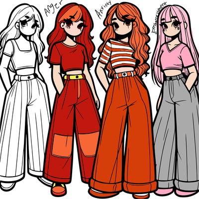 girls with wide pants and a croc top