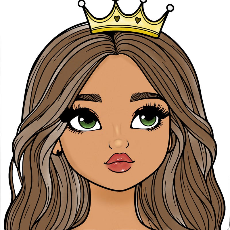 a realistic girl with a crown on