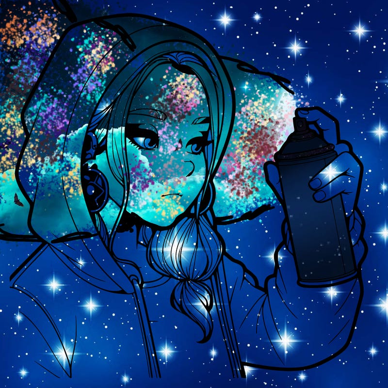 a realistic girl, spray painting