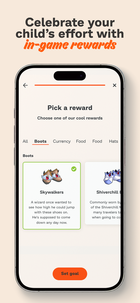 Prodigy for Parents - In-game reward selection screen for children in the Prodigy for Parents app