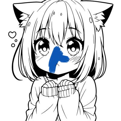 shy anime catgirl