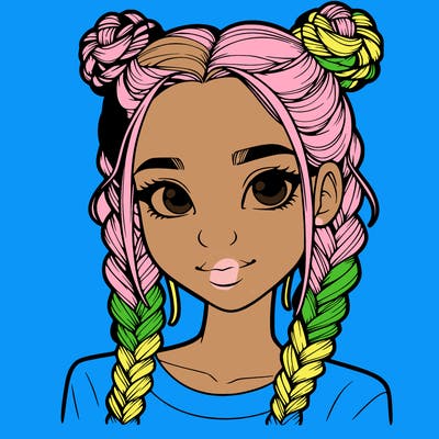 realistic girl with braids