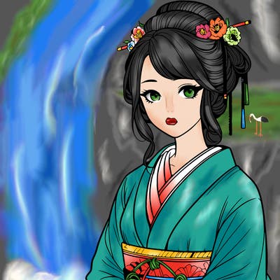 realistic beautiful japanese lady in traditional dress