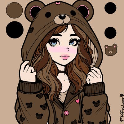 realistic girl in a animal pjs hoodie