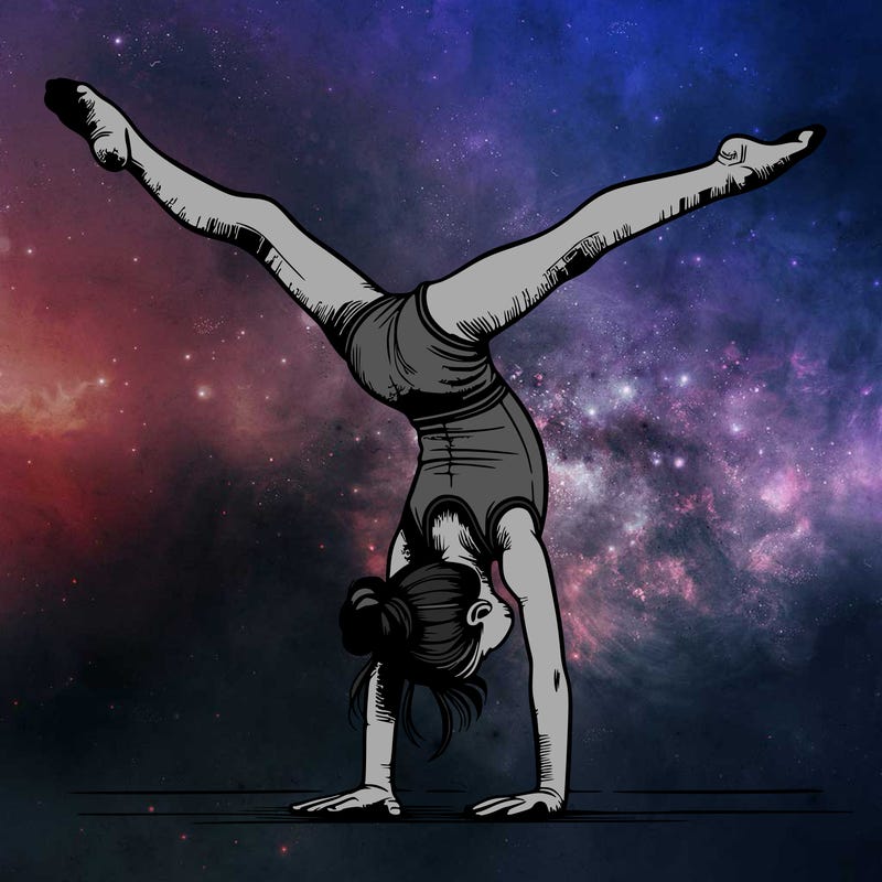 realistic gymnastic hand stand girl in four splits