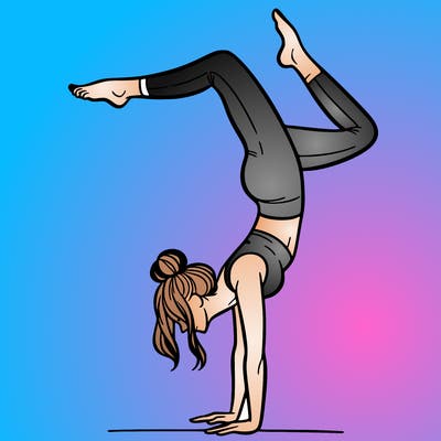 a woman doing a handstand