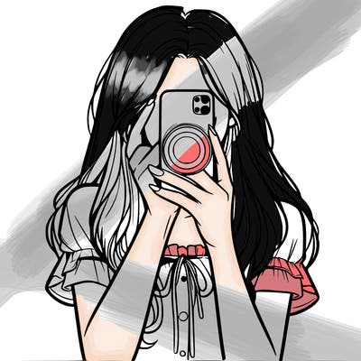 a realistic girl holding her phone taking pictures